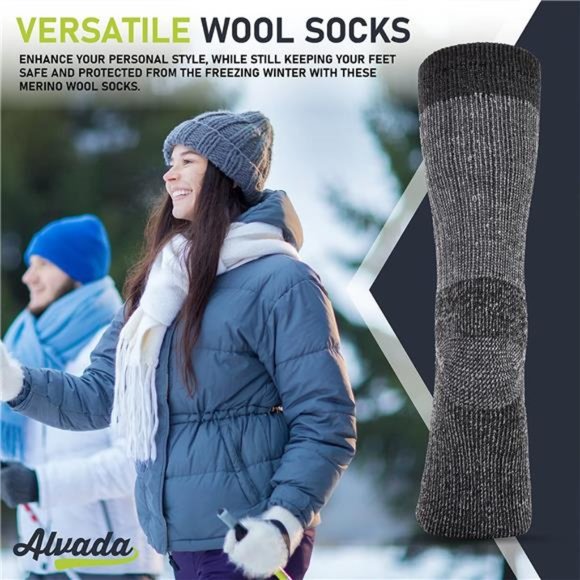 Alvada Warm Thermal Wool Socks for Winter Moisture Wicking and Breathable - Picture 5 of 7